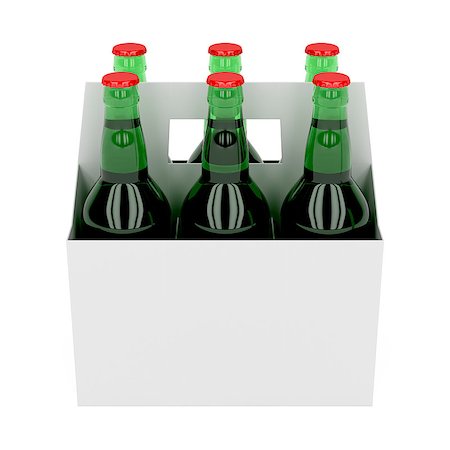 six-pack - Six pack of beer bottles on white background Stock Photo - Budget Royalty-Free & Subscription, Code: 400-07994098