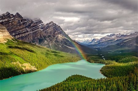 simsearch:400-07823385,k - Scenic mountain view of Peyto lake valley, Canadian Rockies, Alberta, Canada Stock Photo - Budget Royalty-Free & Subscription, Code: 400-07994975