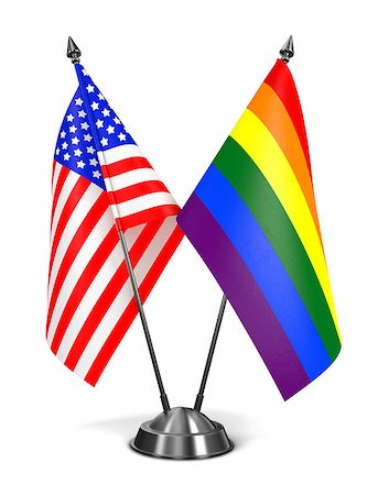 sexual equality - USA and Rainbow Gay Pride - Miniature Flags Isolated on White Background. Stock Photo - Budget Royalty-Free & Subscription, Code: 400-07995051