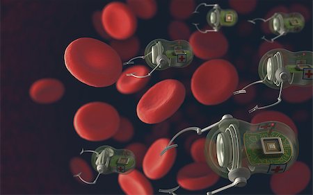 Hemoglobins with nano robots to fight bacteria and viruses. Stock Photo - Budget Royalty-Free & Subscription, Code: 400-07995981