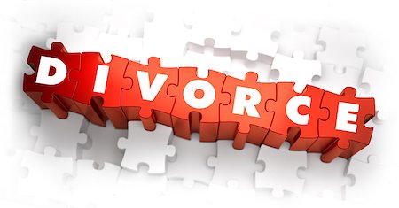 Divorce - White Word on Red Puzzles. 3D Render. Stock Photo - Budget Royalty-Free & Subscription, Code: 400-07996919