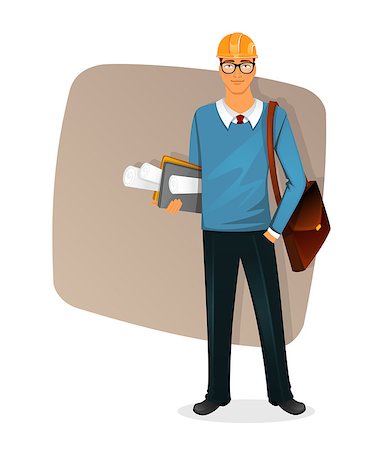 engineers hat cartoon - Vector illustration of Architect man character image Foto de stock - Super Valor sin royalties y Suscripción, Código: 400-08014132