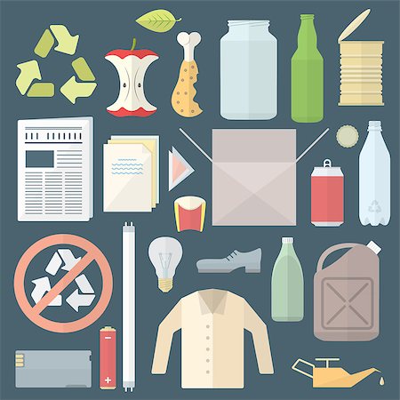 simsearch:400-07050071,k - vector colored flat design icons and signs for separate collection of waste Stock Photo - Budget Royalty-Free & Subscription, Code: 400-08014190