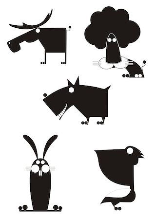 Vector original art animal silhouettes collection for design Stock Photo - Budget Royalty-Free & Subscription, Code: 400-08014988