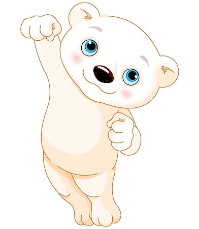 simsearch:400-06633746,k - A happy cartoon polar bear jumping and smiling Stock Photo - Budget Royalty-Free & Subscription, Code: 400-08016413