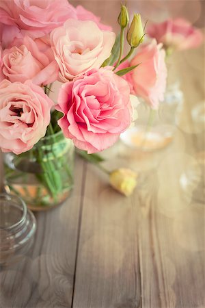 pink floral vintage - Bright romantic vertical background with roses and bokeh, copy space for text Stock Photo - Budget Royalty-Free & Subscription, Code: 400-08012170