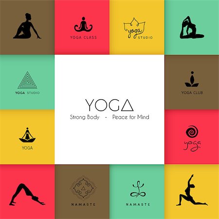 Vector illustration of Set of logos for a yoga studio Stock Photo - Budget Royalty-Free & Subscription, Code: 400-08012931