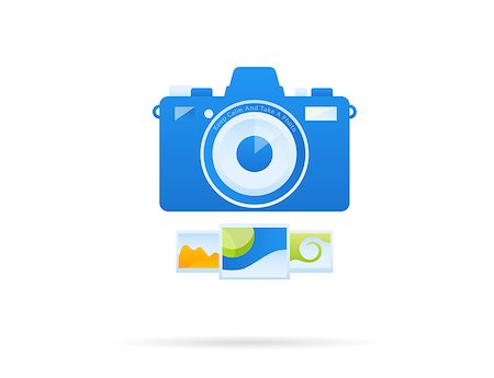 symbol for intelligence - Blue concept camera icon with photos isolated on white Stock Photo - Budget Royalty-Free & Subscription, Code: 400-08013429