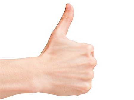simsearch:400-04790442,k - Thumbs up gesture of a male hand isolated on white. Stock Photo - Budget Royalty-Free & Subscription, Code: 400-08021223
