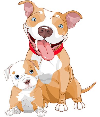Illustration of cute Pit-bull mother and cub Stock Photo - Budget Royalty-Free & Subscription, Code: 400-08022411