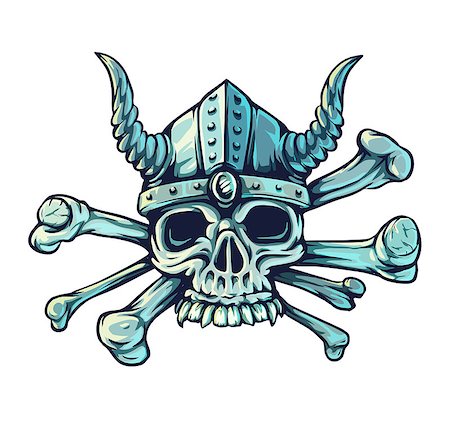 simsearch:400-04275576,k - Skull with horns and crossed bones. Eps10 vector illustration. Isolated on white background Photographie de stock - Aubaine LD & Abonnement, Code: 400-08022499