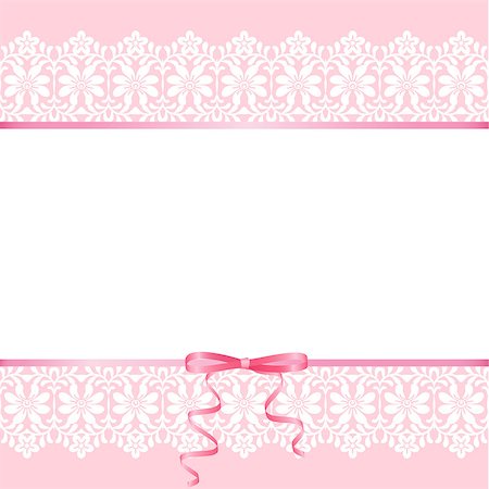 Wedding or baby shower invitation or greeting card with lace on pink background Stock Photo - Budget Royalty-Free & Subscription, Code: 400-08022682