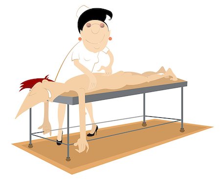 Comic nurse massages a naked man Photographie de stock - Aubaine LD & Abonnement, Code: 400-08022721