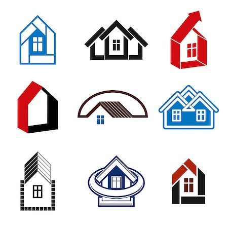 projects icon - Growth trend of real estate industry - simple house icons. Abstract building with an arrow showing up. Set of construction company or estate agency corporate brand. Stock Photo - Budget Royalty-Free & Subscription, Code: 400-08034041