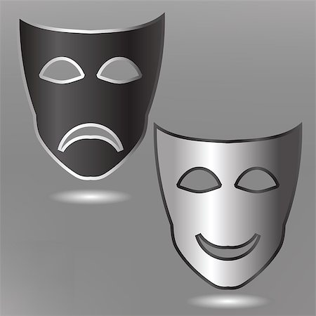 picture theater mask - illustration  with masks on grey background Stock Photo - Budget Royalty-Free & Subscription, Code: 400-08034497