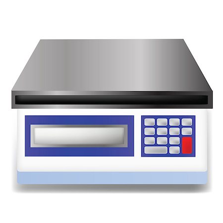 electromechanical - illustration  with digital weighing scale on white  background Stock Photo - Budget Royalty-Free & Subscription, Code: 400-08034725