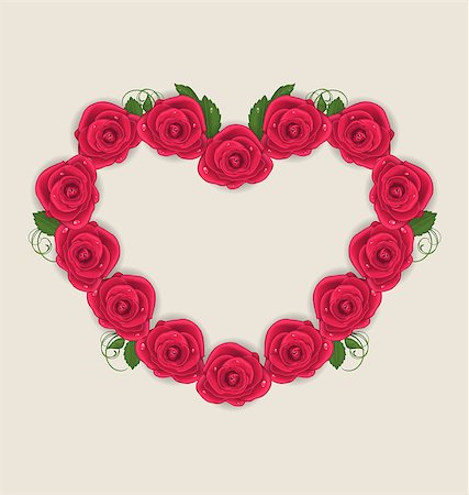 rosebud - Illustration floral postcard with heart made in roses for Valentine Day, copy space for your text - vector Stock Photo - Budget Royalty-Free & Subscription, Code: 400-08035578