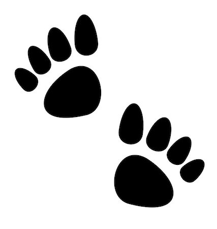 simsearch:400-06392340,k - Illustration black animal paws print isolated on white background - vector Stock Photo - Budget Royalty-Free & Subscription, Code: 400-08035589