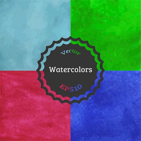 simsearch:400-08134478,k - Set of watercolor backgrounds. Cute varicolored vector illustration. Stock Photo - Budget Royalty-Free & Subscription, Code: 400-08035808