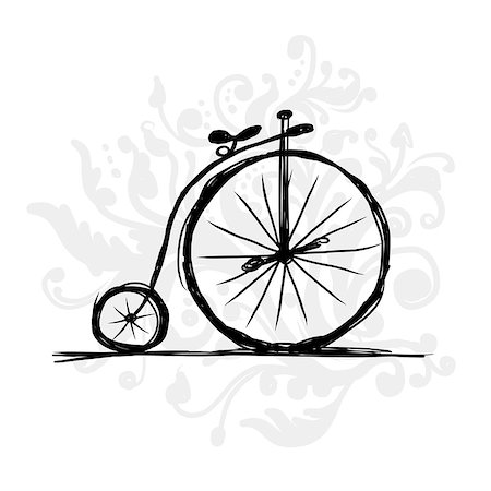 simsearch:400-08938779,k - Bicycle retro, sketch for your design. Vector illustration Stock Photo - Budget Royalty-Free & Subscription, Code: 400-08036066
