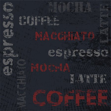 Typographic coffee poster design and grunge scratched background, vector illustration Stock Photo - Budget Royalty-Free & Subscription, Code: 400-08036155