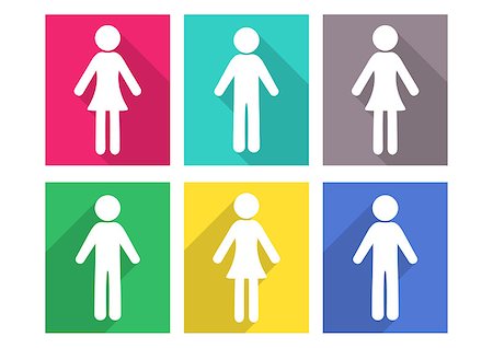 Man and woman colorful flat icons long shadow Stock Photo - Budget Royalty-Free & Subscription, Code: 400-08036597