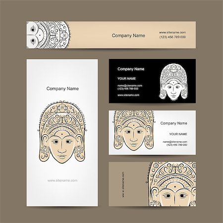 Wooden mask of indonesian dancer woman, sketch for your design. Vector Foto de stock - Super Valor sin royalties y Suscripción, Código: 400-08037174