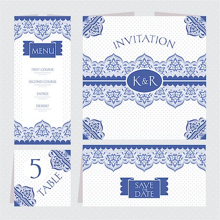 simsearch:400-05692194,k - Set of floral wedding cards vector illustration Stock Photo - Budget Royalty-Free & Subscription, Code: 400-08037716
