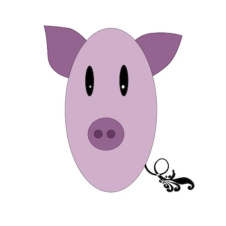 shy baby - Little funny pig pink color. Vector illustration Stock Photo - Budget Royalty-Free & Subscription, Code: 400-08037842