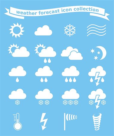 simsearch:400-04160792,k - White vector weather icons set on blue background Stock Photo - Budget Royalty-Free & Subscription, Code: 400-08037928