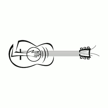 simsearch:400-04859094,k - Music logo. Guitar and hand playing guitar. Guitar art design template. Music band sign Vector illustration Stock Photo - Budget Royalty-Free & Subscription, Code: 400-08038009