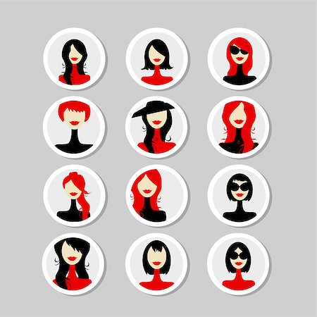 Cards with woman faces for your design Stock Photo - Budget Royalty-Free & Subscription, Code: 400-08038135
