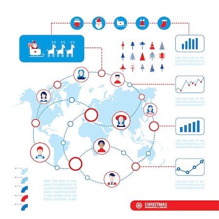 earth with christmas tree - Christmas infographic elements for your business Modern flat design style Vector illustration Stock Photo - Budget Royalty-Free & Subscription, Code: 400-08039115