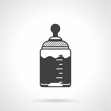 simsearch:400-06751007,k - Black flat monochrome vector icon for baby bottle with nipple and liquid on white background. Stock Photo - Budget Royalty-Free & Subscription, Code: 400-08039346