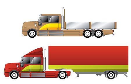 semi car transporter - Convetional trucks with double cab and various chassis configurations Stock Photo - Budget Royalty-Free & Subscription, Code: 400-08039745