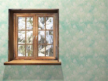 simsearch:400-07820254,k - Closed wooden window. 3d render Stock Photo - Budget Royalty-Free & Subscription, Code: 400-08032327