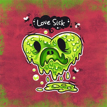 simsearch:400-04831298,k - Cartoon Love Sick Monster for Humor Valentine's Day Design or T-Shirt Print Stock Photo - Budget Royalty-Free & Subscription, Code: 400-08032561