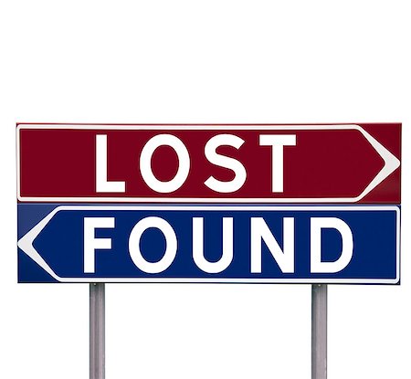 simsearch:400-05730469,k - Direction Signs with choice between Lost or Found isolated on white background Stock Photo - Budget Royalty-Free & Subscription, Code: 400-08033814