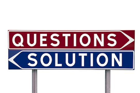 simsearch:400-05730469,k - Direction Signs with choice between Questions or Solution isolated on white background Stock Photo - Budget Royalty-Free & Subscription, Code: 400-08033818