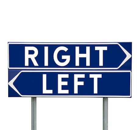simsearch:400-05730469,k - Blue Direction Signs with choice between Left or Right isolated on white background Stock Photo - Budget Royalty-Free & Subscription, Code: 400-08033819
