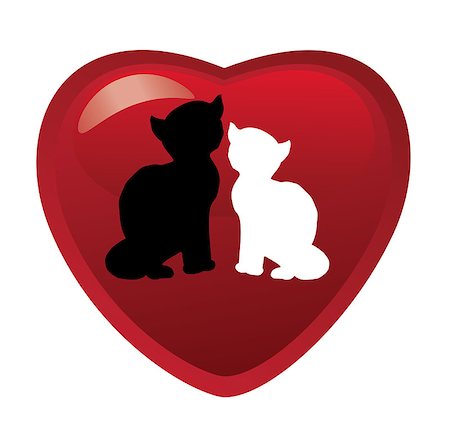 vector cats silhouettes for valentine day Stock Photo - Budget Royalty-Free & Subscription, Code: 400-08033987