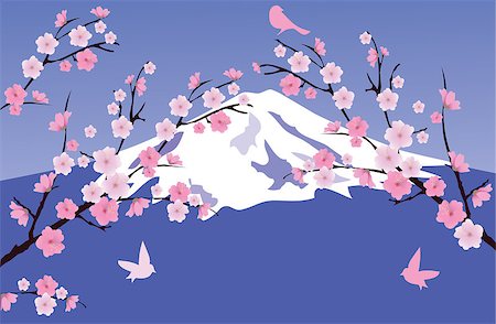 simsearch:400-04882926,k - vector cherry blossom branches with birds Stock Photo - Budget Royalty-Free & Subscription, Code: 400-08033997