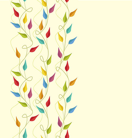 seamless floral - Seamless Pattern with coloured leaves vector illustration Stock Photo - Budget Royalty-Free & Subscription, Code: 400-08044394