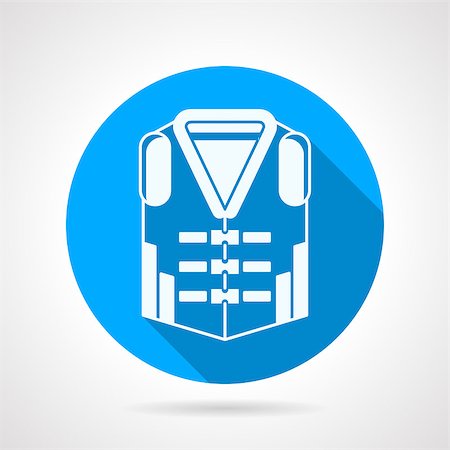 Flat blue round vector icon with white silhouette life vest on gray background. Long shadow design Stock Photo - Budget Royalty-Free & Subscription, Code: 400-08044618