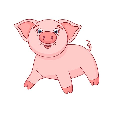 Vector illustration of cute pig, funny piggy standing and smiling Stock Photo - Budget Royalty-Free & Subscription, Code: 400-08044939