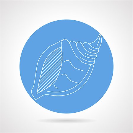 simsearch:400-08646884,k - Round blue flat vector icon with white line spiral sea shell on gray background. Stock Photo - Budget Royalty-Free & Subscription, Code: 400-08044979