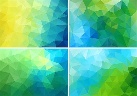 abstract blue and green low poly backgrounds, set of vector design elements Stock Photo - Budget Royalty-Free & Subscription, Code: 400-08045840