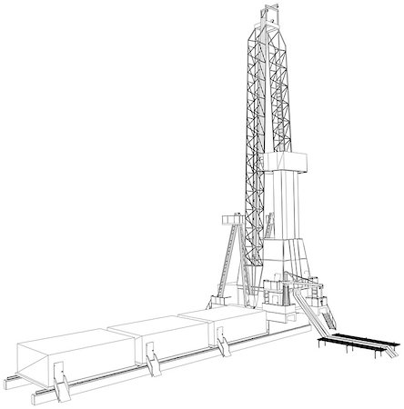 simsearch:400-04027574,k - Oil rig. Detailed vector illustration isolated on white background. Vector rendering of 3d Stock Photo - Budget Royalty-Free & Subscription, Code: 400-08046194