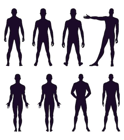 proportional - Full length front, back silhouette of man vector illustration, isolated on white Stock Photo - Budget Royalty-Free & Subscription, Code: 400-08047013