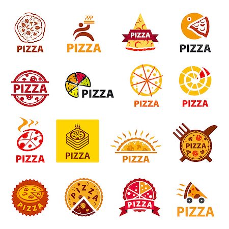 big set of vector logos pizza Stock Photo - Budget Royalty-Free & Subscription, Code: 400-08047135